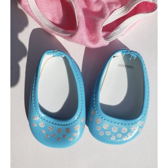 American Girl Doll Purple LILAC DRESS & SHOES Meet Outfit Blue Slip Shoes Undies - Picture 3 of 8